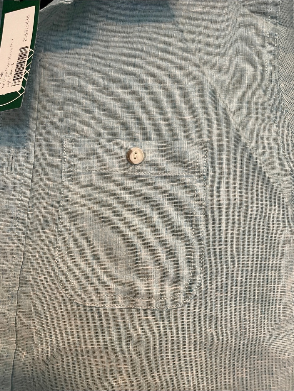 NWT! Men's Even Tide Slim Short-Sleeve Button-Down Shirt - Light Aqua Size Small - Picture 4 of 6